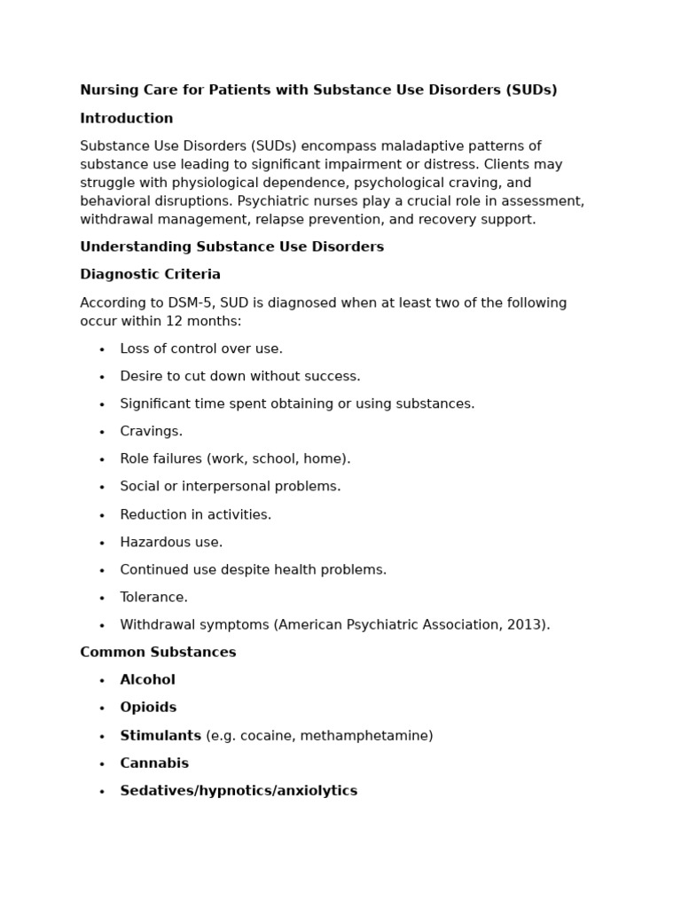 Nursing Care for Substance Use Disorders | PDF | Substance Use Disorder ...