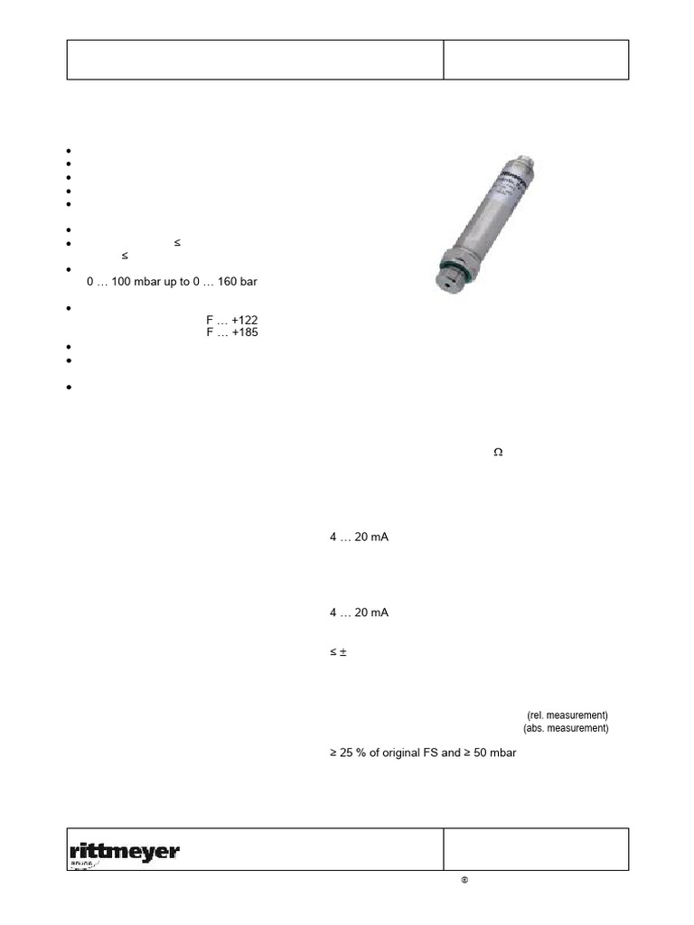 MPJ Pressure Transmitter Data Sheet | PDF | Pressure Measurement ...
