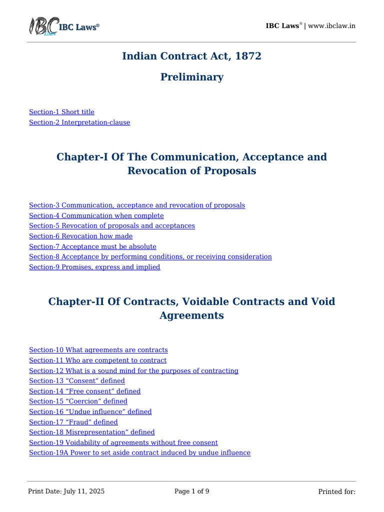 Indian Contract Act, 1872 Overview | PDF | Guarantee | Law Of Agency