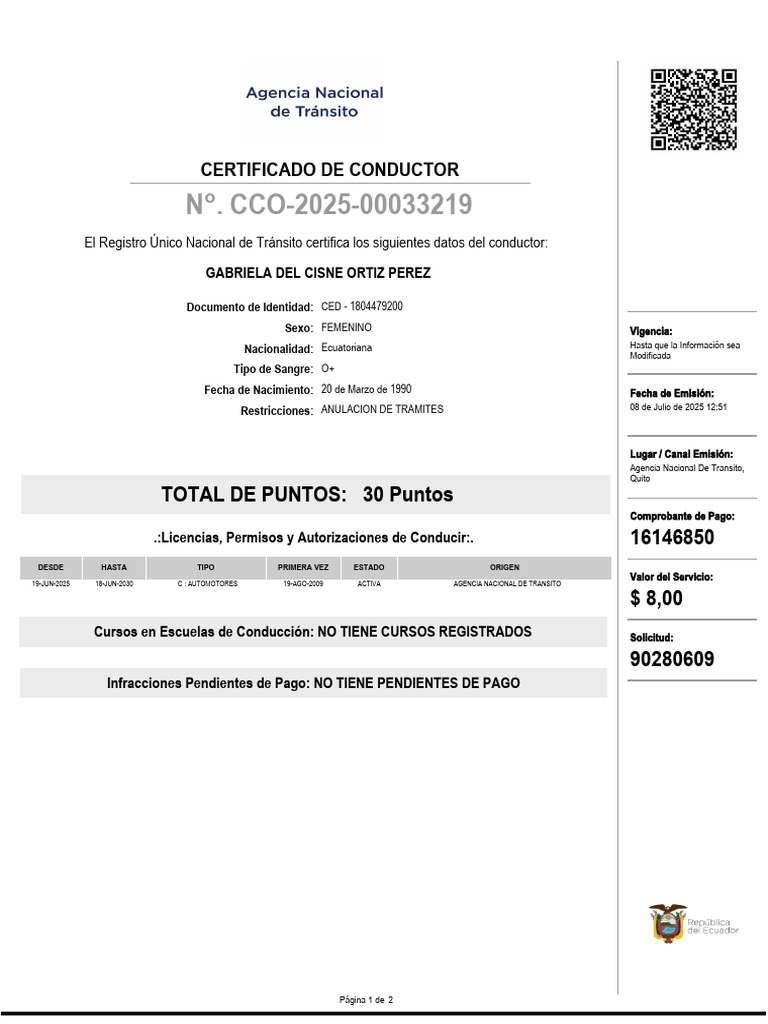 Certificado de Conductor CCO-2025 | PDF