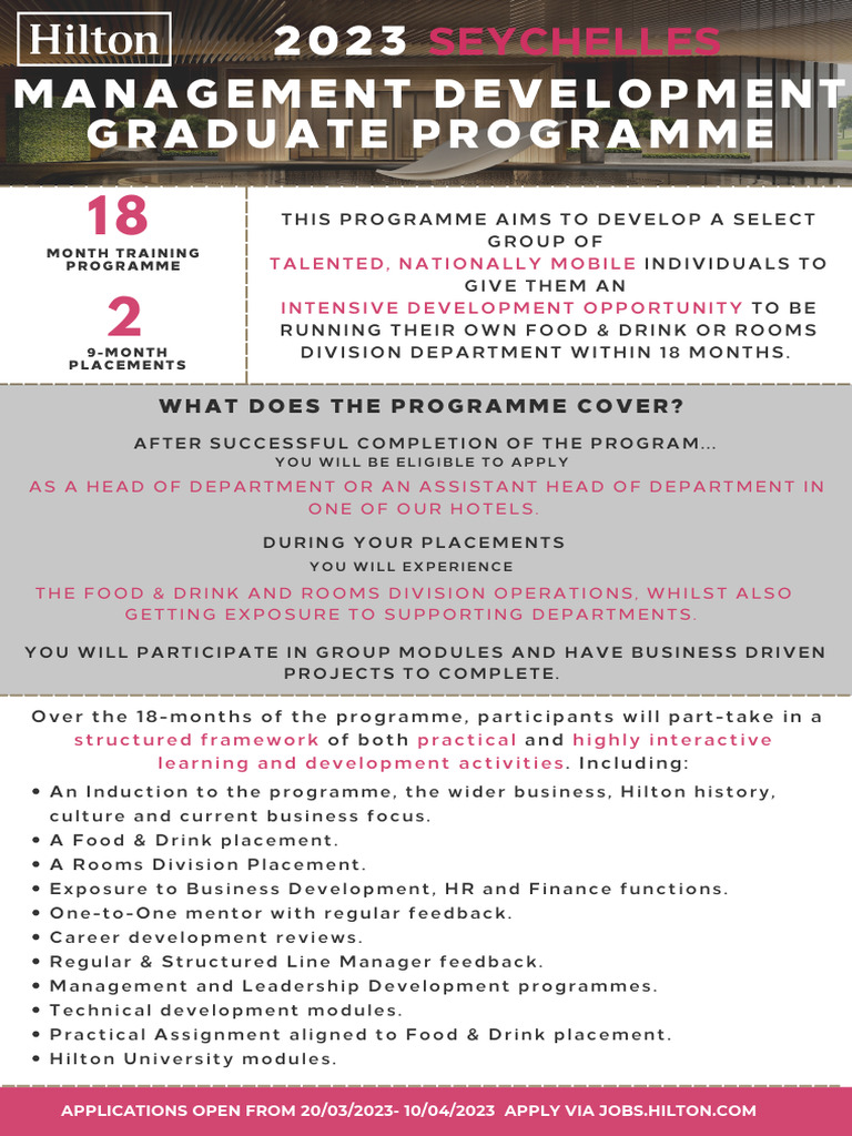 2023 Hilton Seychelles Graduate Management Development Programme ...