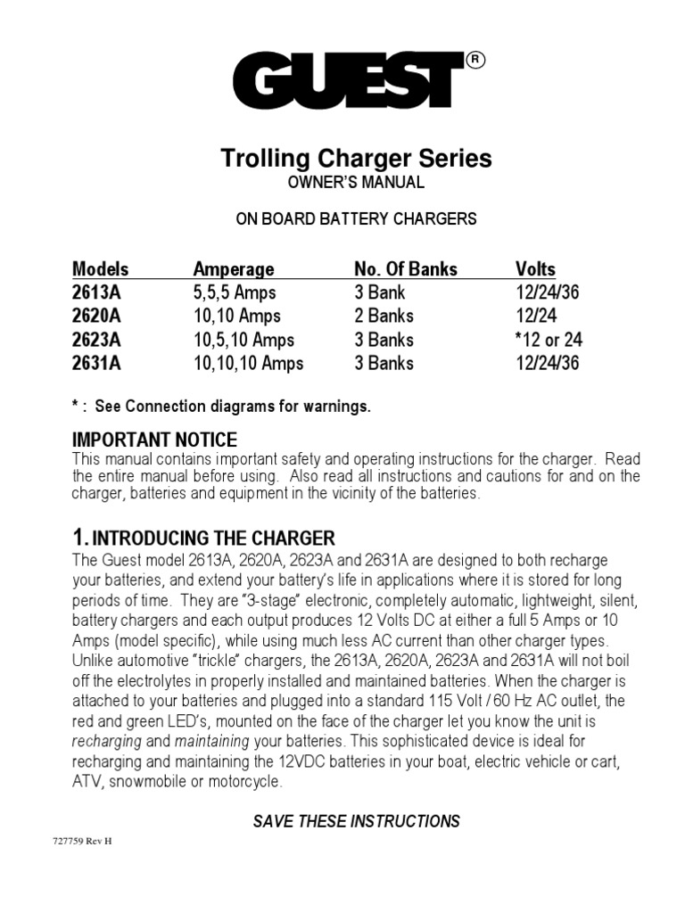 Guest Trolling Charger Owner's Manual | PDF | Battery Charger | Battery ...