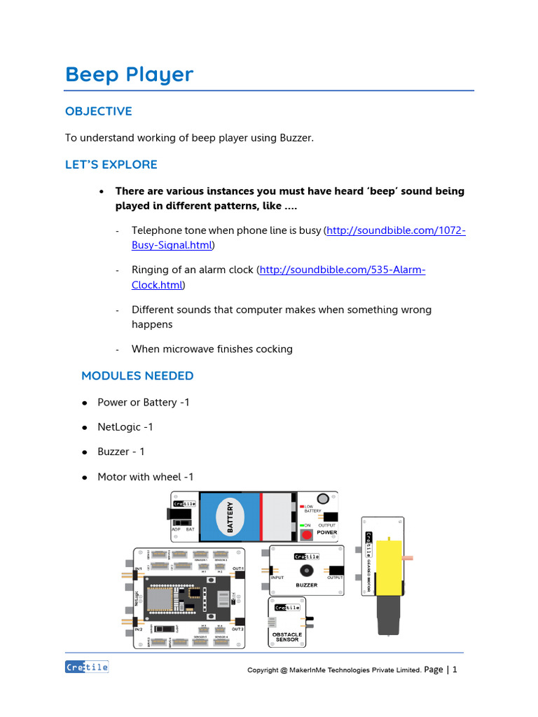 Beep Player Project with Buzzer Guide | PDF | Telephone | Manufactured ...