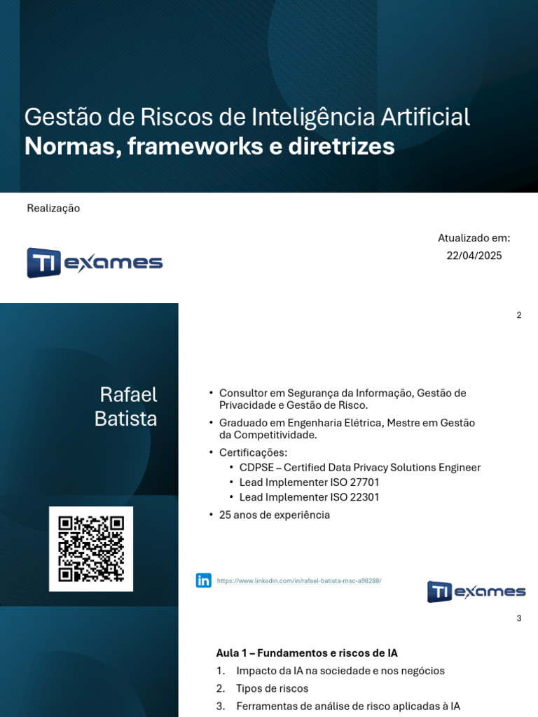 Gestão de Riscos em Inteligência Artificial | PDF | Governança ...