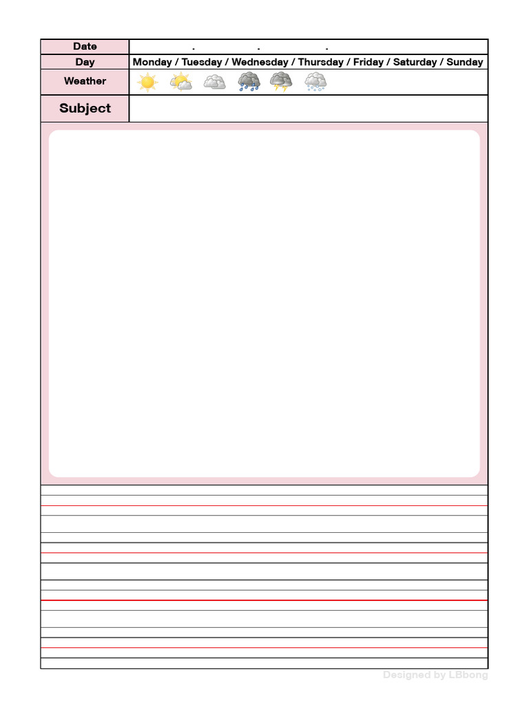 Weekly Picture Diary Template | PDF
