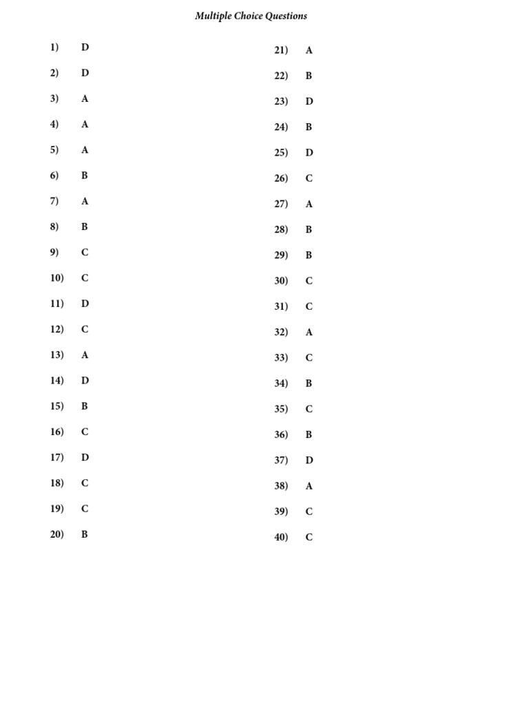 Multiple Choice Question Answers | PDF