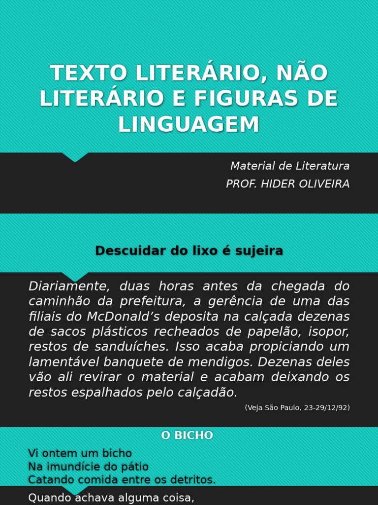 Texto Literário e Não Literário | PDF