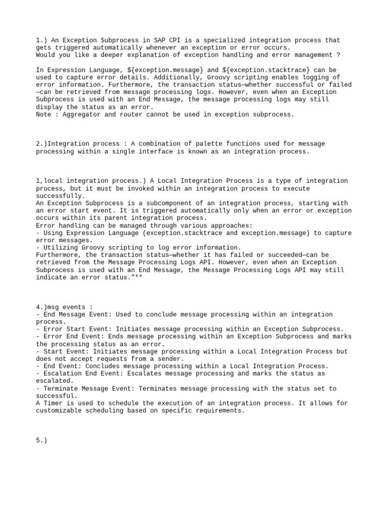Exception Subprocess in SAP CPI Explained | PDF | Information ...