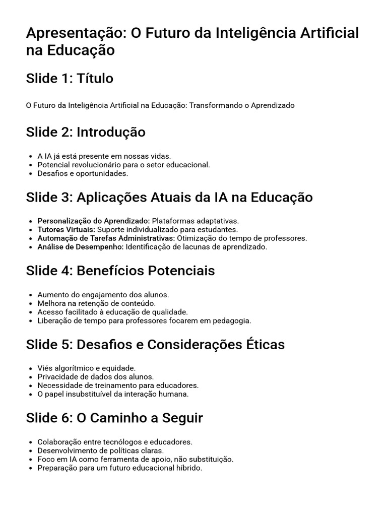 Futuro da IA na Educação: Transformações | PDF