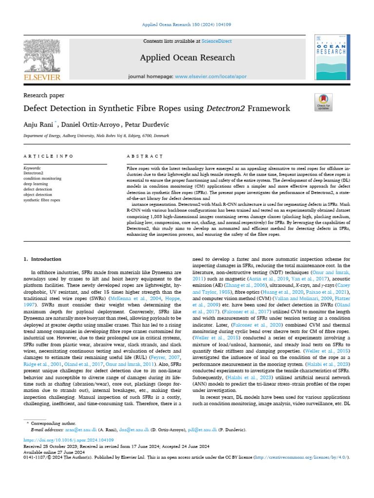Defect Detection in Synthetic Fibre Ropes | PDF | Image Segmentation ...