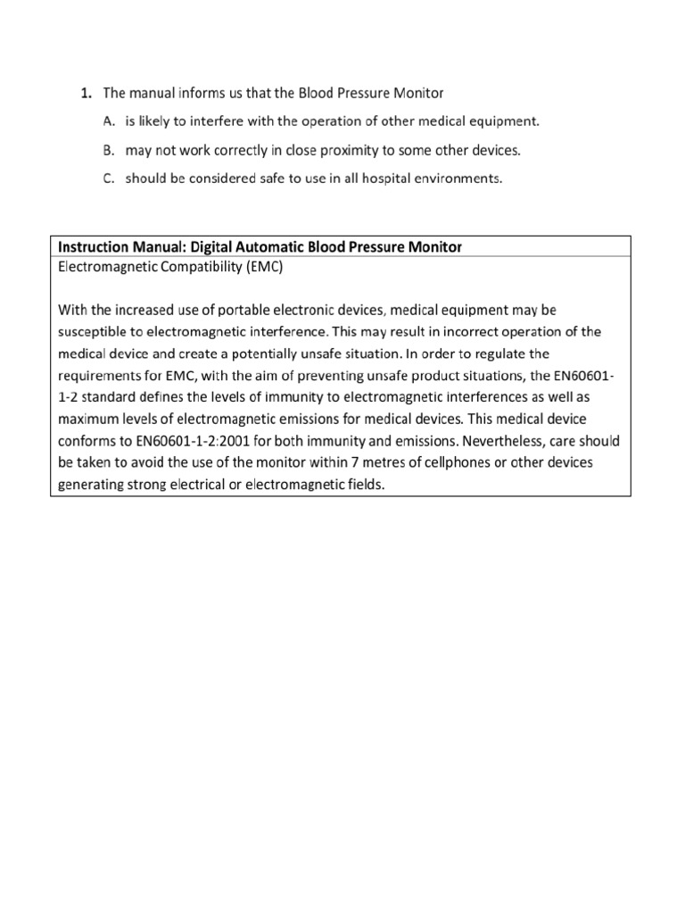 Blood Pressure Monitor Part B and C | PDF