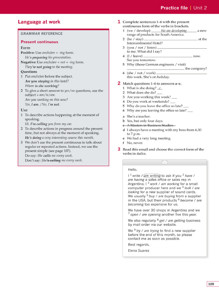Grammar File - Present Continuous | PDF