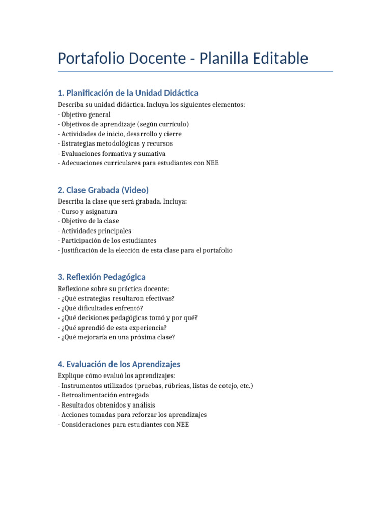 Portafolio Docente Editable | PDF