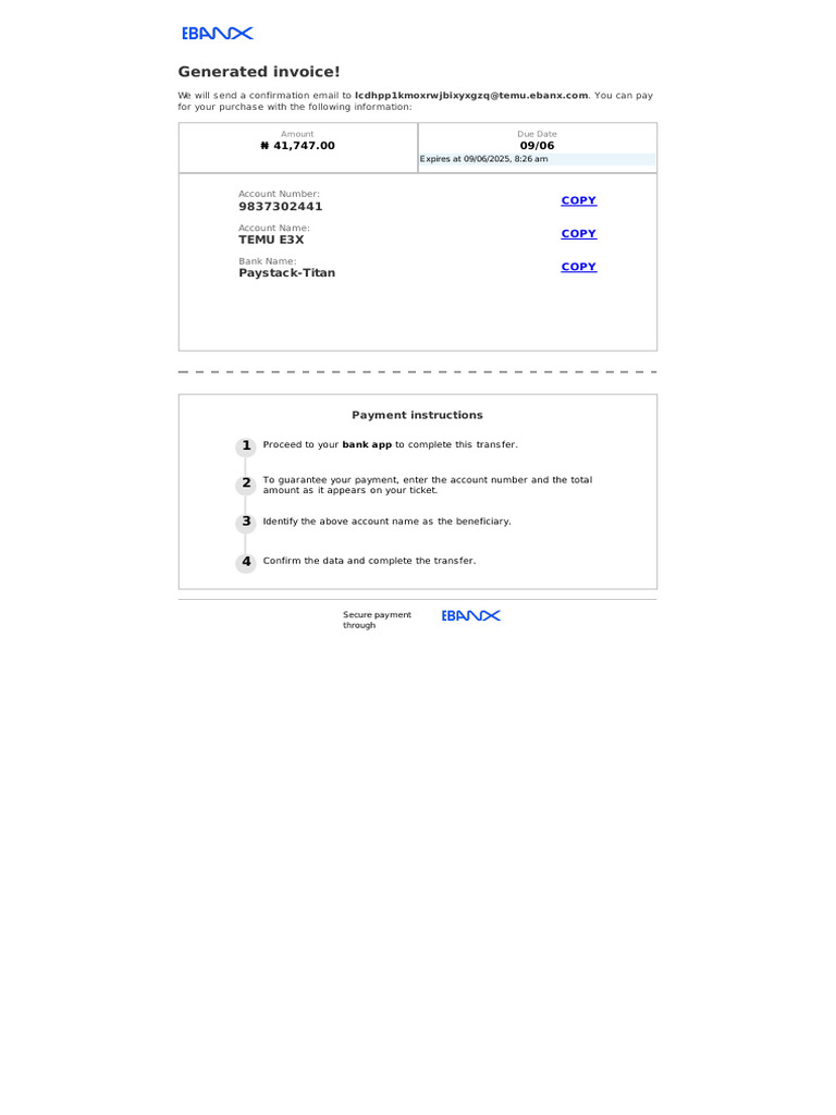 Paystack-Titan Bank Payment Instructions | PDF