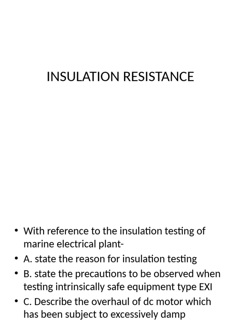 Insulation Resistance Testing Guide | PDF