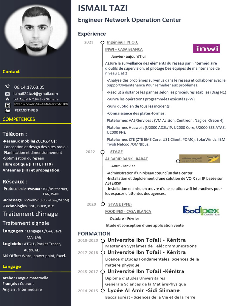 Ingénieur Réseaux : Ismail Tazi | PDF | Télécommunications | Protocoles ...