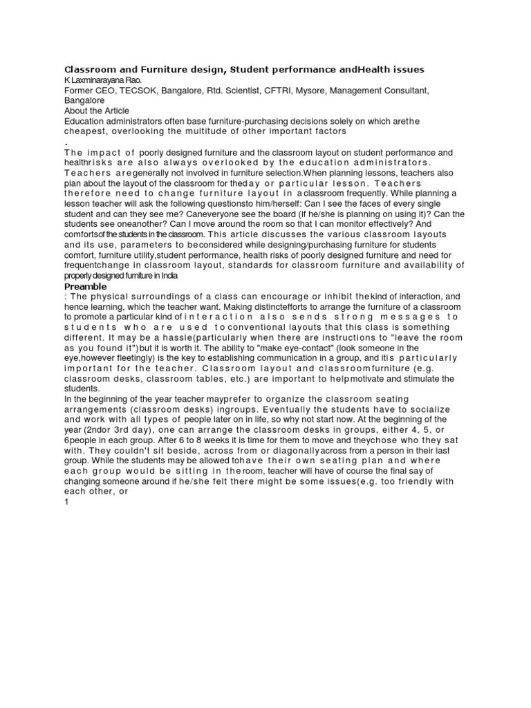 Classroom Design Impact on Students | PDF | Pelvis | Classroom