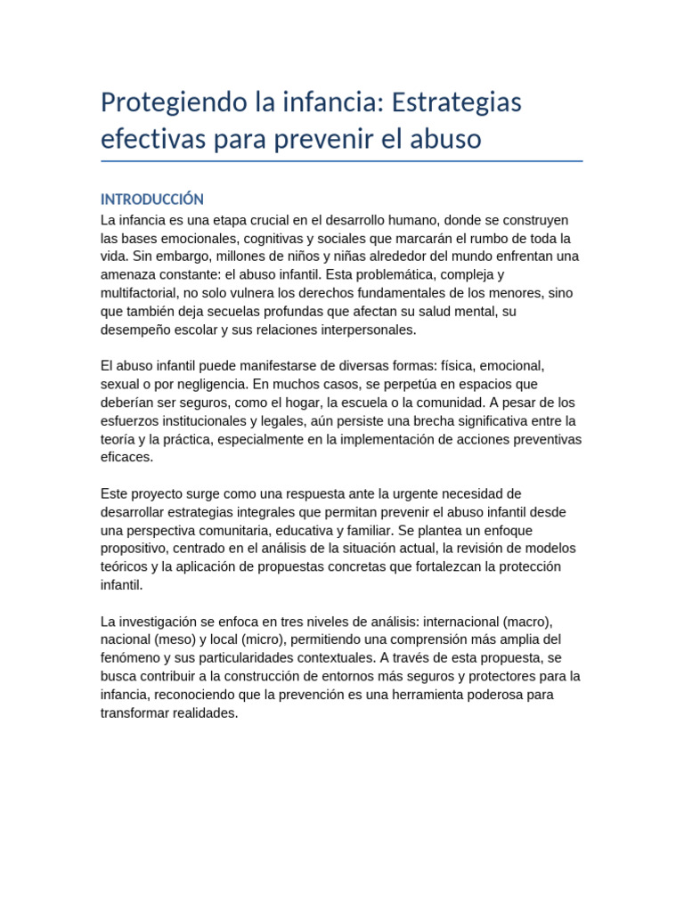 Estrategias para Prevenir el Abuso Infantil | PDF | Abuso infantil ...