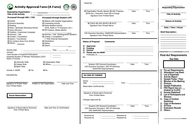 Activity Approval Form Guidelines | PDF