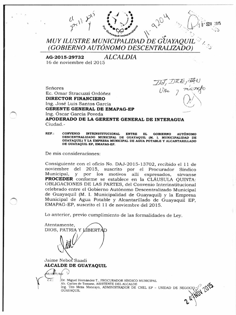 3 Convenio Interinstitucional Entre Municipio y EMAPAG Por TRB | PDF ...