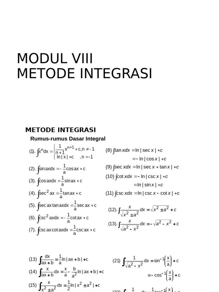 Modul 8 Metode Integrasi Pdf
