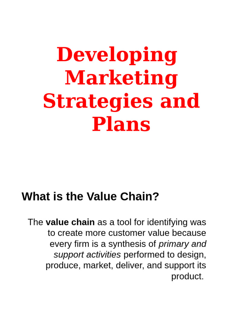 Marketing Planning & VALUE CHAIN | PDF | Marketing | Business Economics
