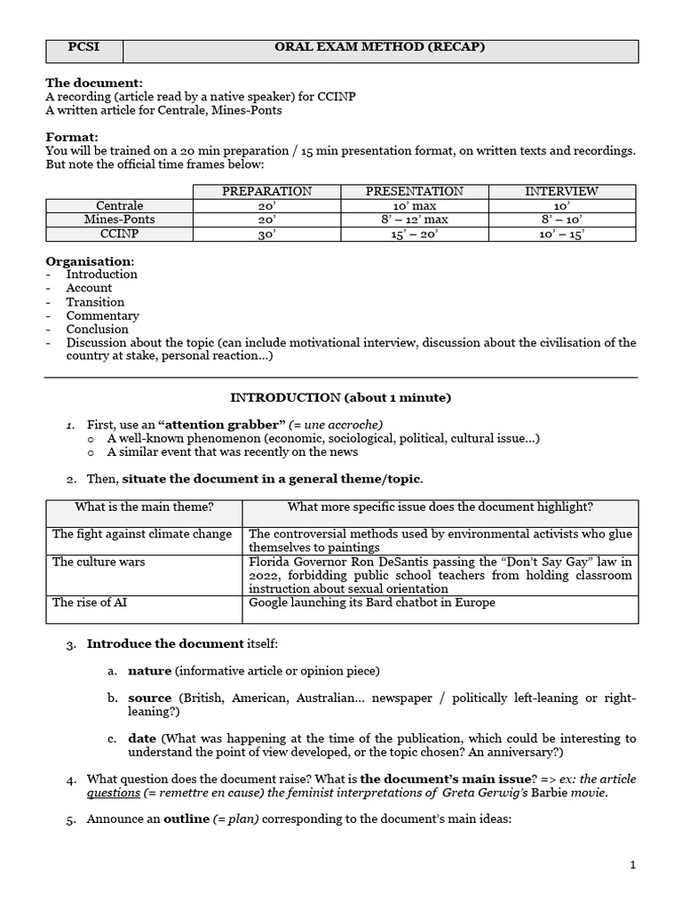 PCSI Oral Exam Preparation Guide | PDF | Question