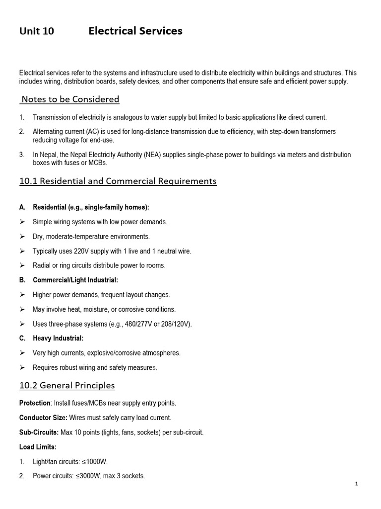 Electrical Services Overview and Safety Guide | PDF | Electrical Wiring ...