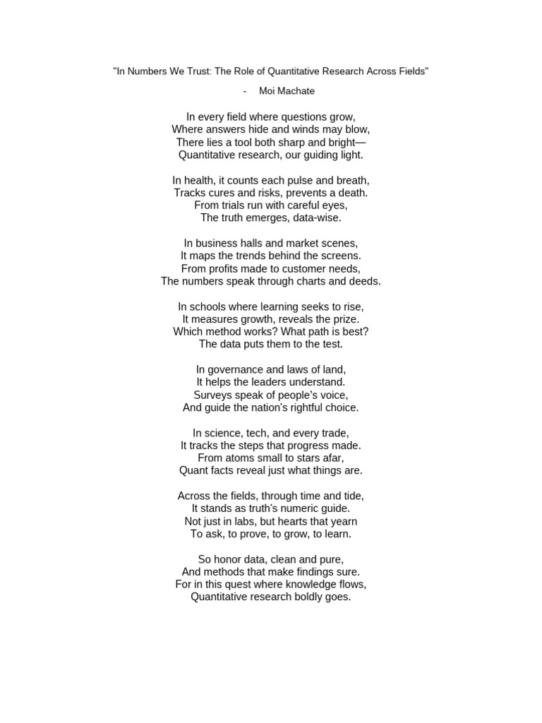 In Numbers We Trust PR2 POEM | PDF