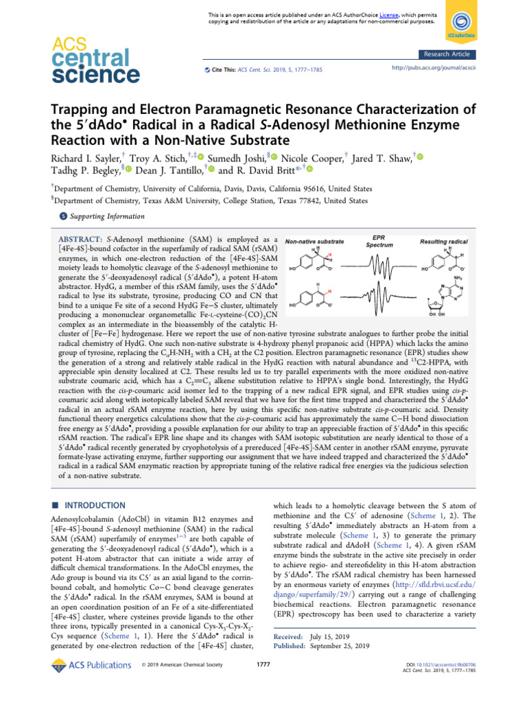 Sayler Et Al 2019 Trapping and Electron Paramagnetic Resonance ...