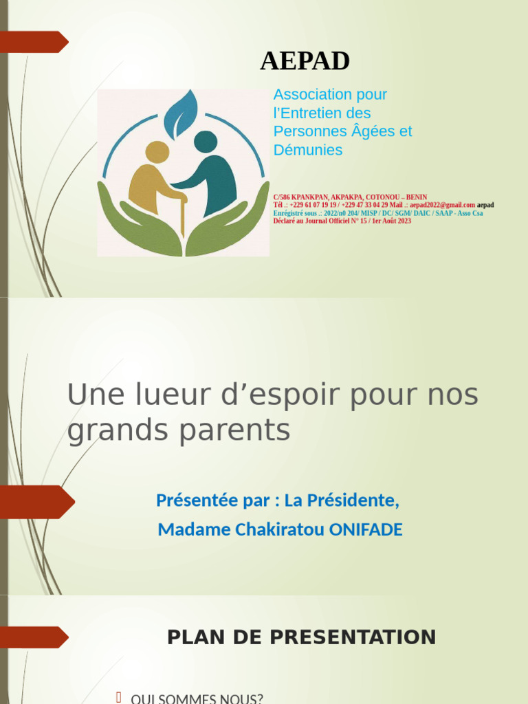 AEPAD : Soutien aux personnes âgées au Bénin | PDF