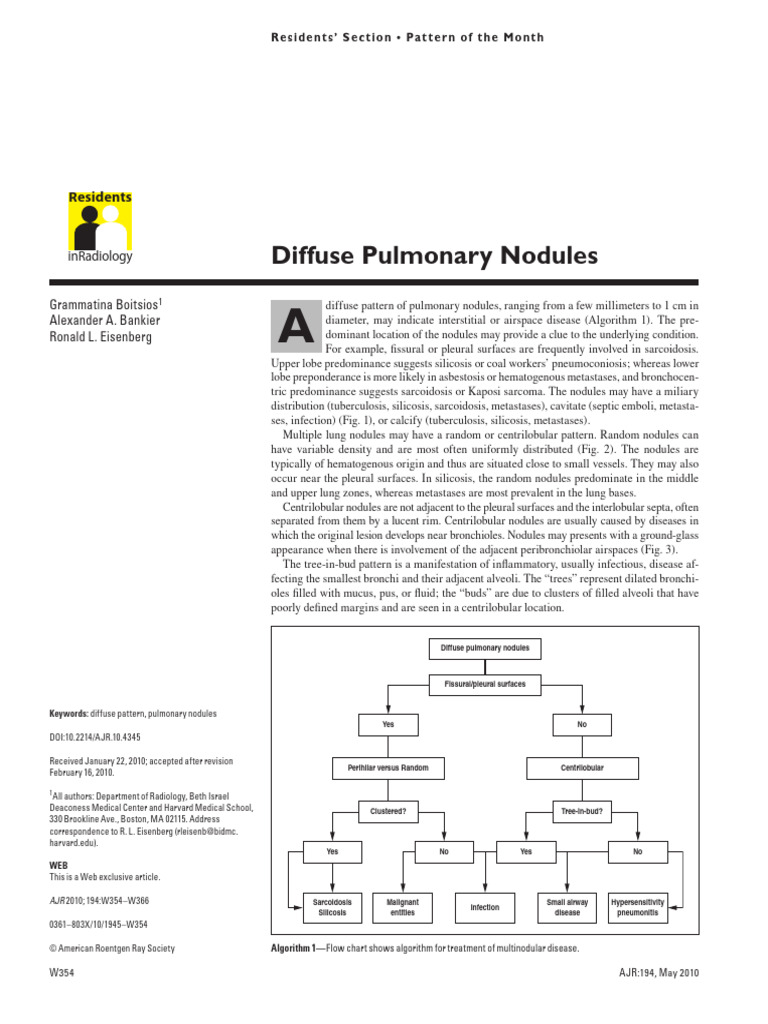Diffuse Pulmonary Nodules | PDF | Lung | Diseases And Disorders