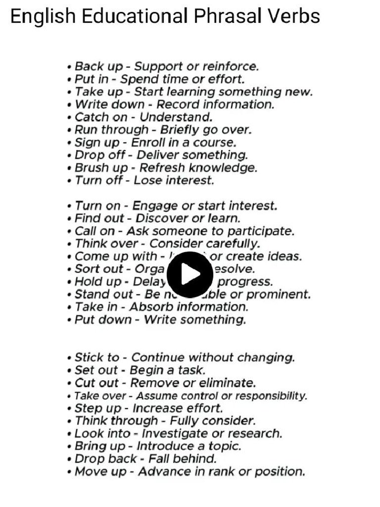 Essential English Phrasal Verbs Guide | PDF