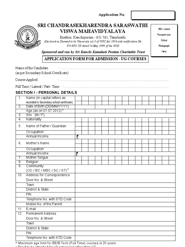 Application for UG 2012-2013 | University And College Admission
