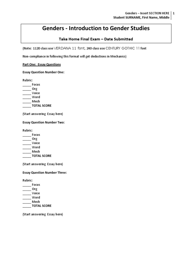 Gender Studies Final Exam Guide | PDF