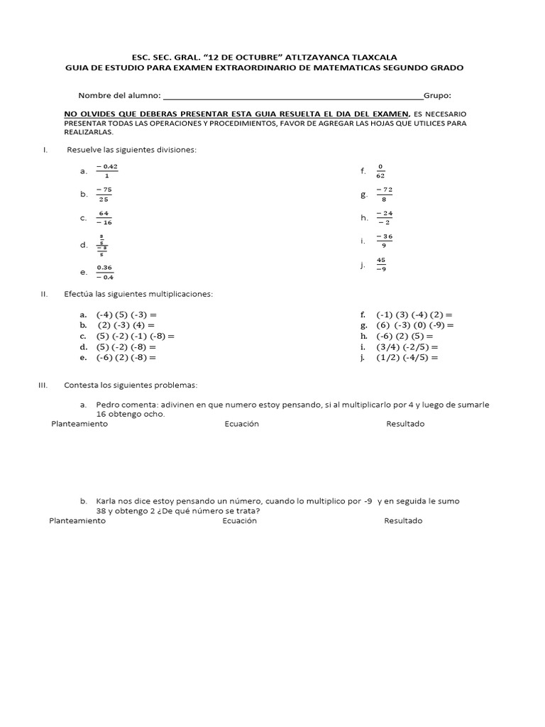 Guía de Matemáticas 2° Grado Secundaria | PDF | Matemáticas | Geometría ...