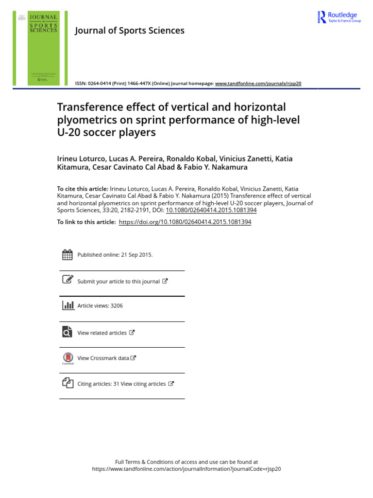 Transference Effect of Vertical and Horizontal Plyometrics On Sprint ...