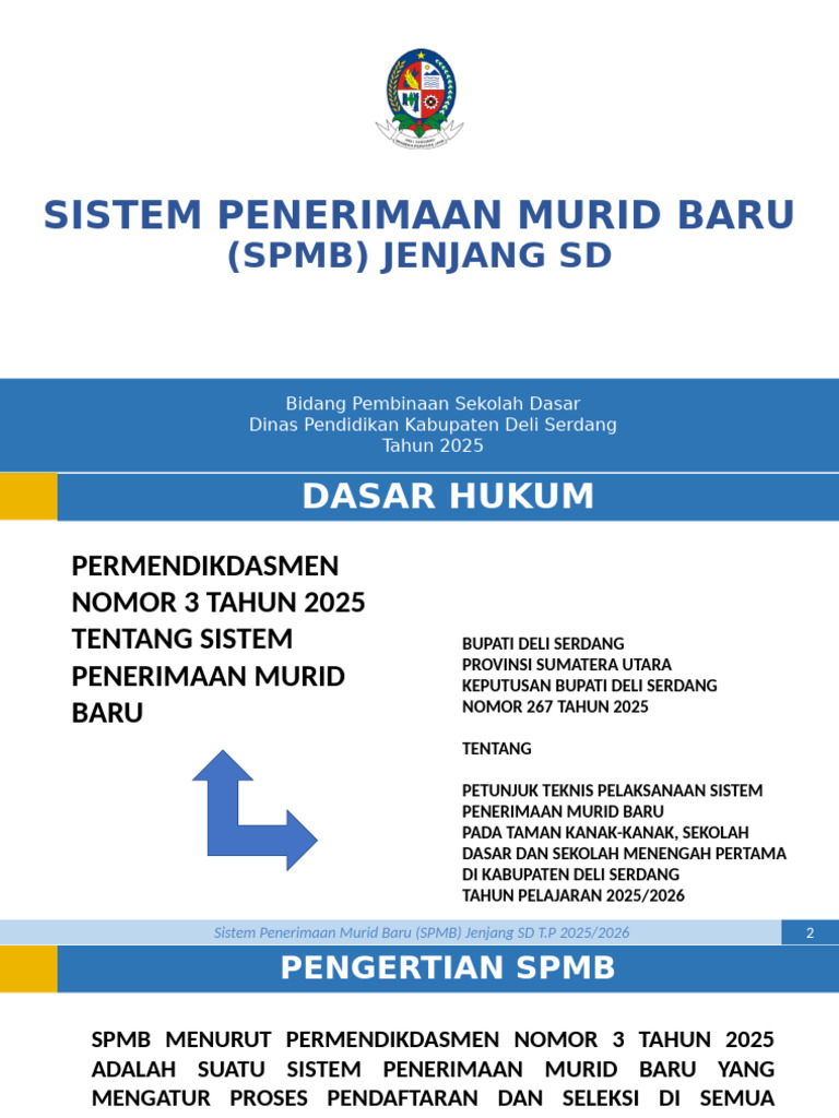 SPMB SD Deli Serdang 2025/2026 | PDF