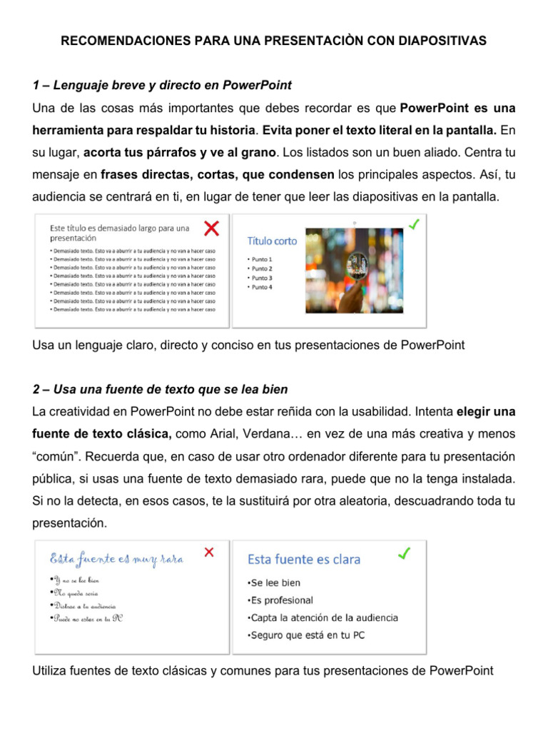 Recomendaciones para Una Presentaciòn Con Diapositivas | PDF ...