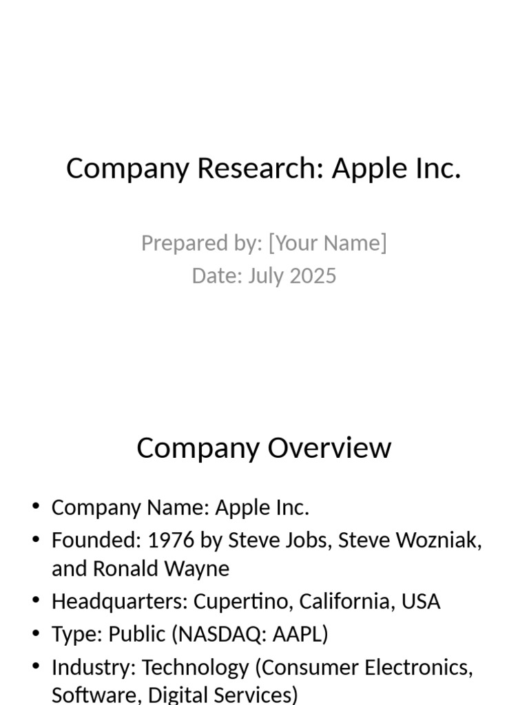 Apple Inc. Company Overview 2025 | PDF | Apple Inc.