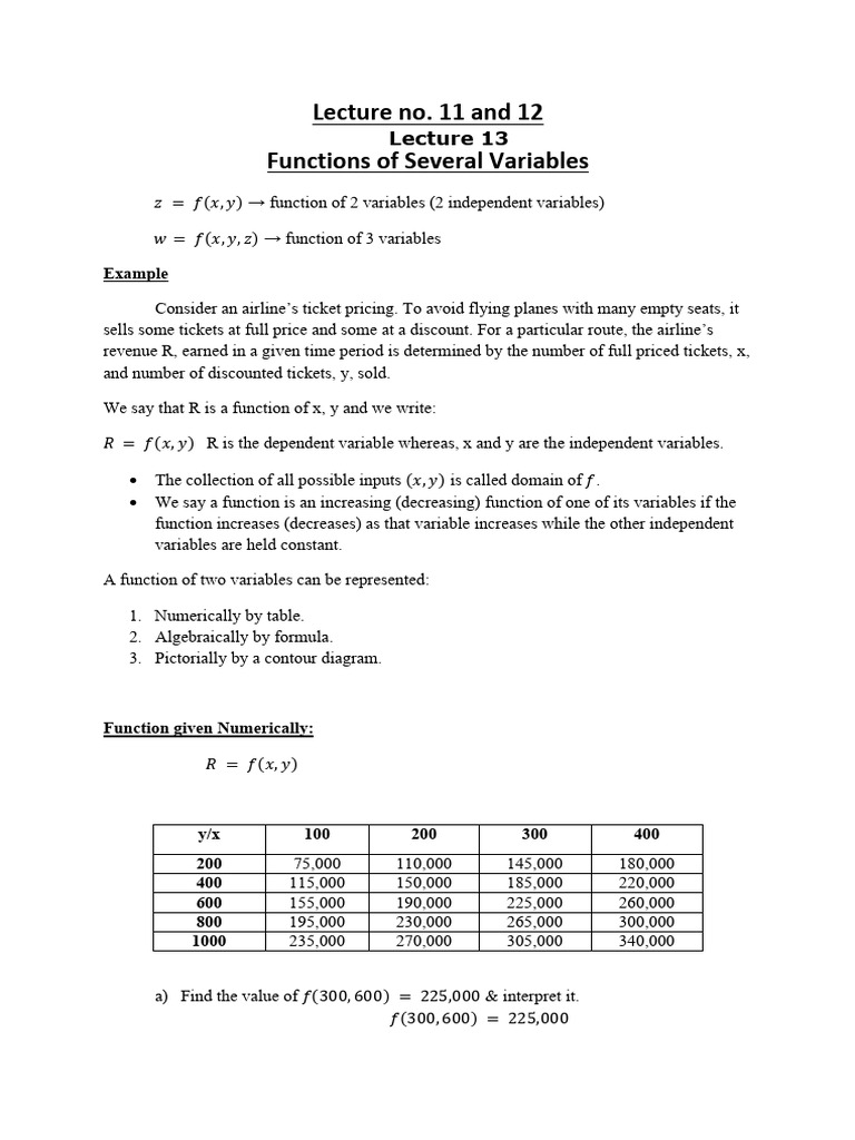 Lec 11,12 and 13 (Function of Several Variables) | PDF | Function ...