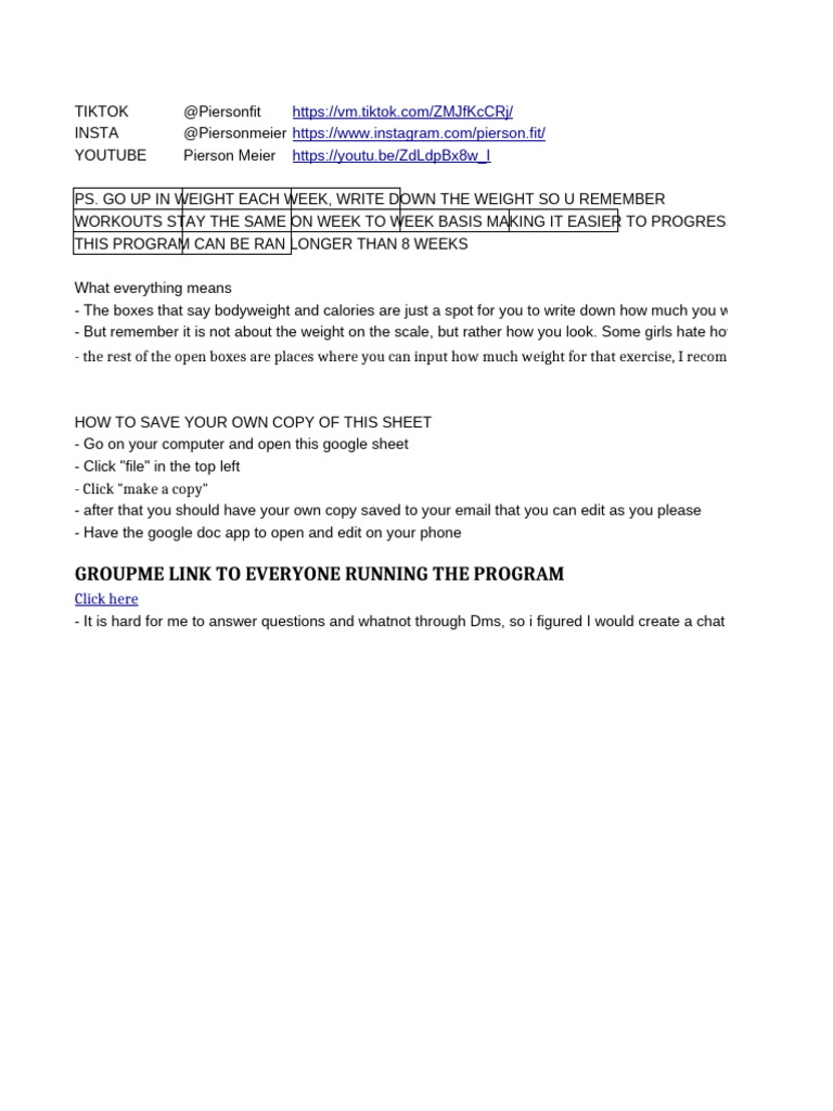 Glute Focused Workout Plan | PDF | Weight Training | Physical Fitness