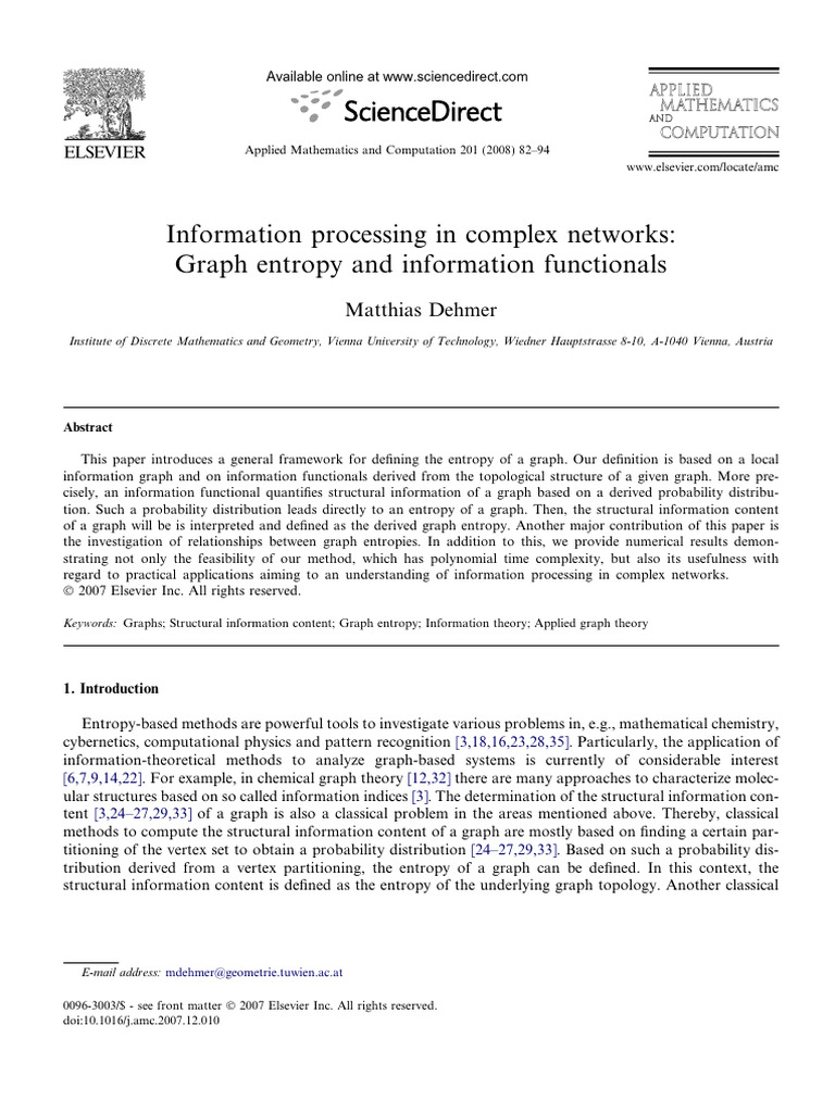 Information Processing in Complex Networks Graph Entropy and ...