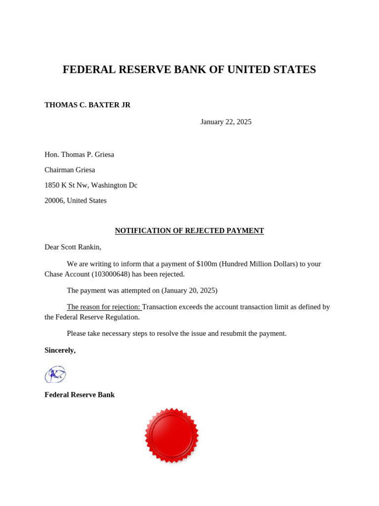 Payment Rejection Notification | PDF