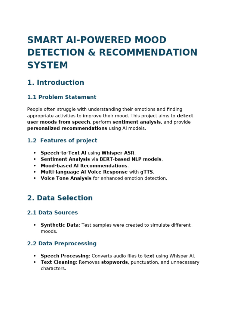 AI Mood Detection for Mental Health | PDF | Speech Recognition ...
