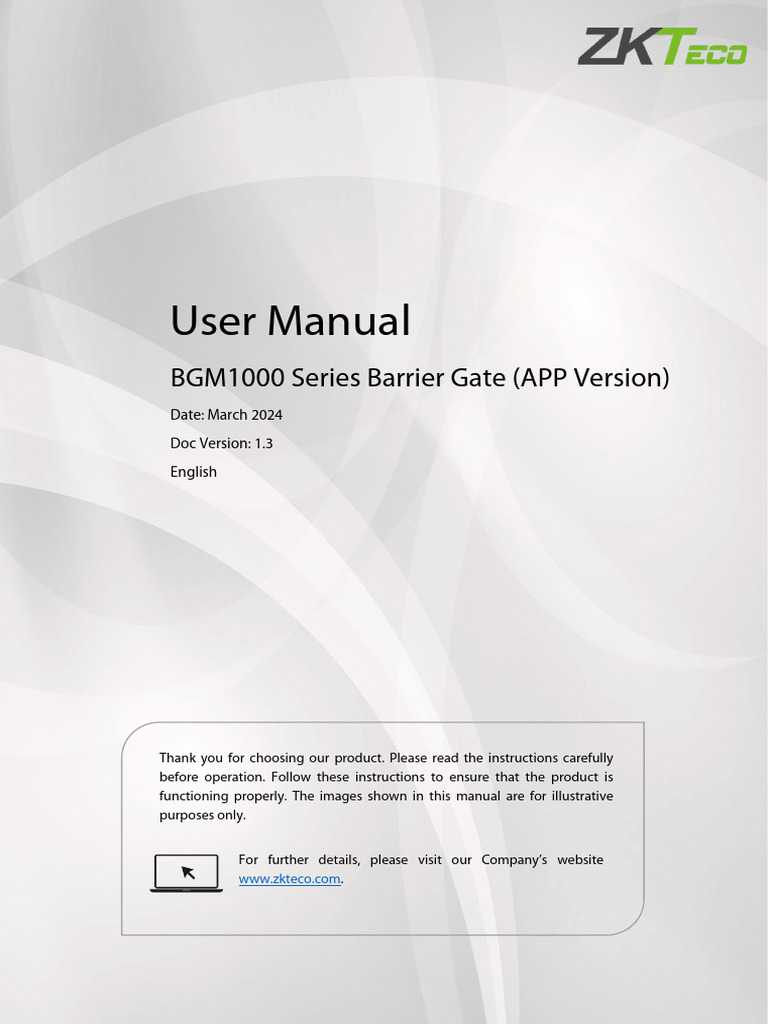 BGM1000 Barrier Gate User Manual | PDF | Biometrics | Menu (Computing)