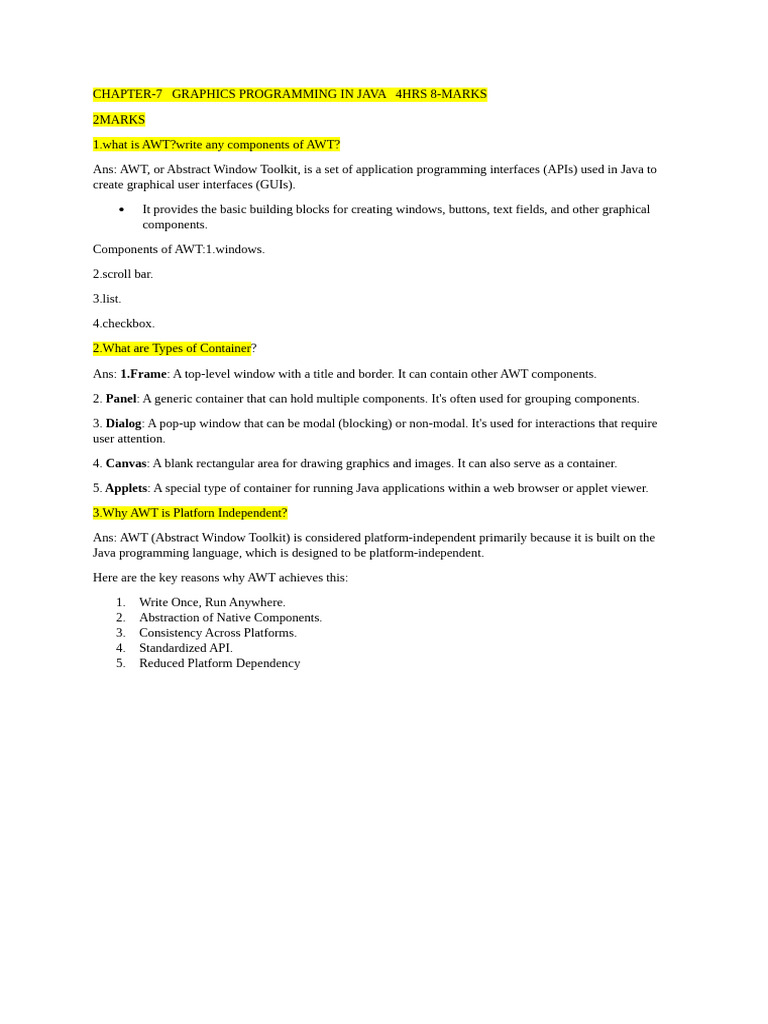 Java AWT Graphics Programming Guide | PDF