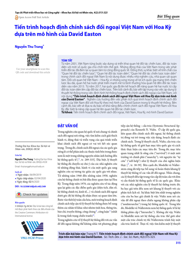 Tiến Trình Hoạch Định Csdn Việt Nam Dựa Trên Mô Hình David Easton | PDF