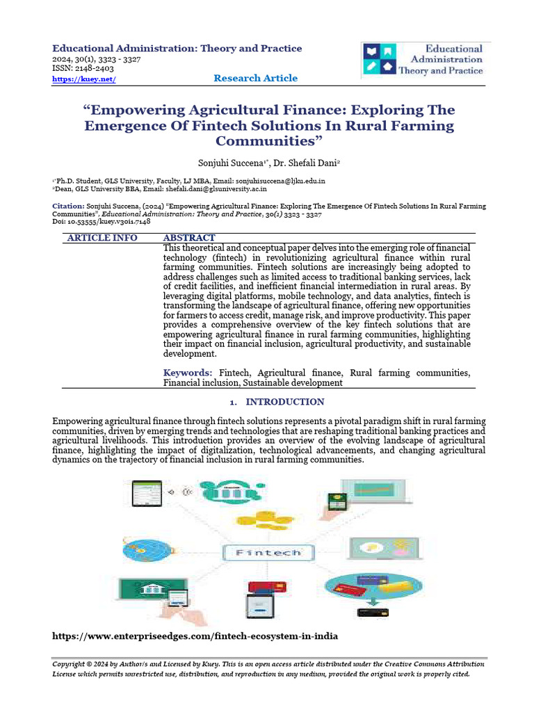 Empowering Agricultural Finance Exploring The Emergence of Fintech ...