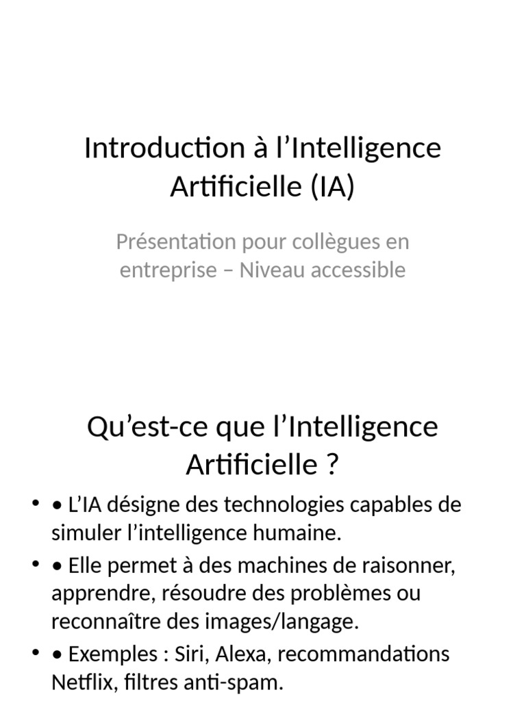 Introduction à l'Intelligence Artificielle | PDF